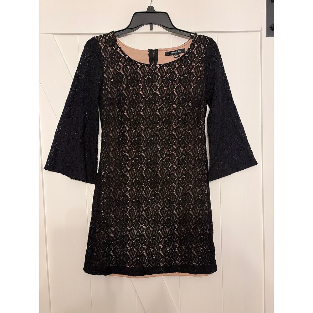 Forever 21 Black Lace Overlay Mini Dress Womens S Whimsigoth Dark Fairy Witchy